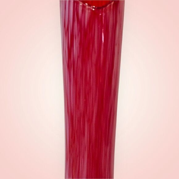 Vintage Red Glass Vase 1960's Red-Orange with White Swirls Art Glass Vase Swung - Picture 10 of 16